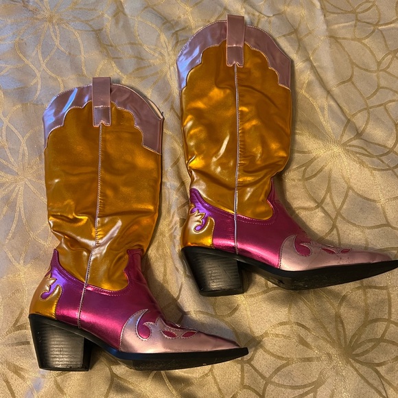 COWBOY BOOTS | SIZE 8 | FUCHSIA, ORANGE, PINK - Picture 4 of 6